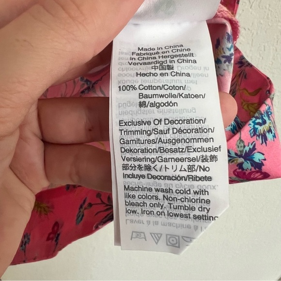 J.Crew Liberty Fabric Pink Cotton Poplin Blouse XS Ruffle Wheat Bouquet Floral - Picture 8 of 8